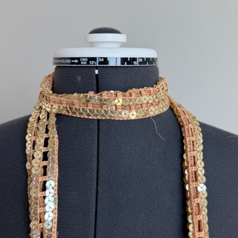 Vintage Y2K Sequin Crochet Neck Scarf‎